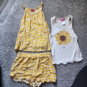Sunny Yellow Floral Kids Matching Summer Set